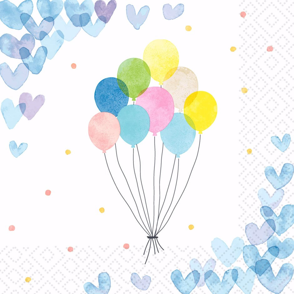 Heart Balloons Luncheon Napkins