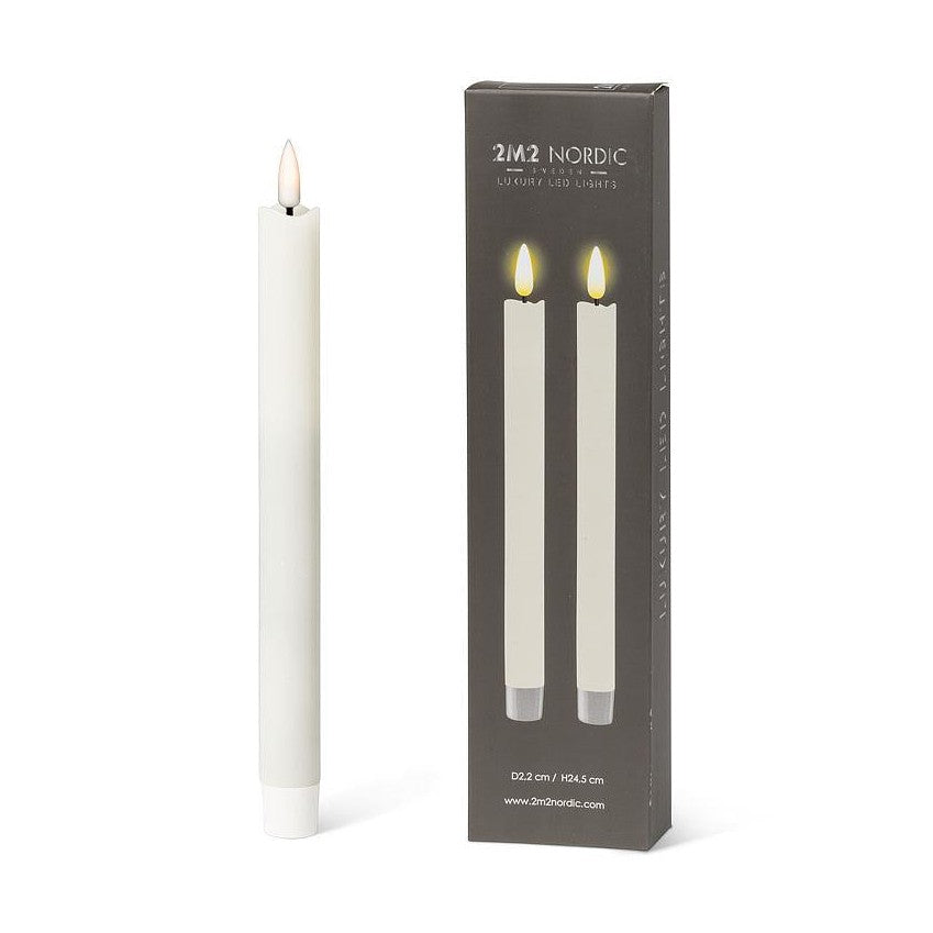 LED Taper Candle-9.5"H Off White S/2