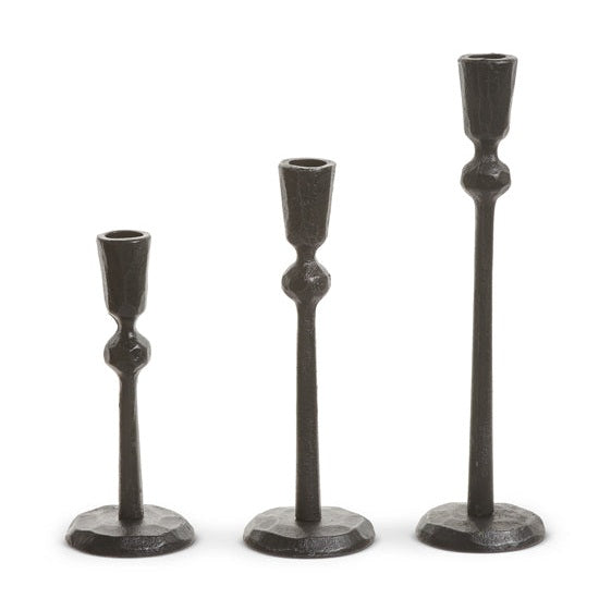 Hammered Black Candle Sticks, Set of Three.