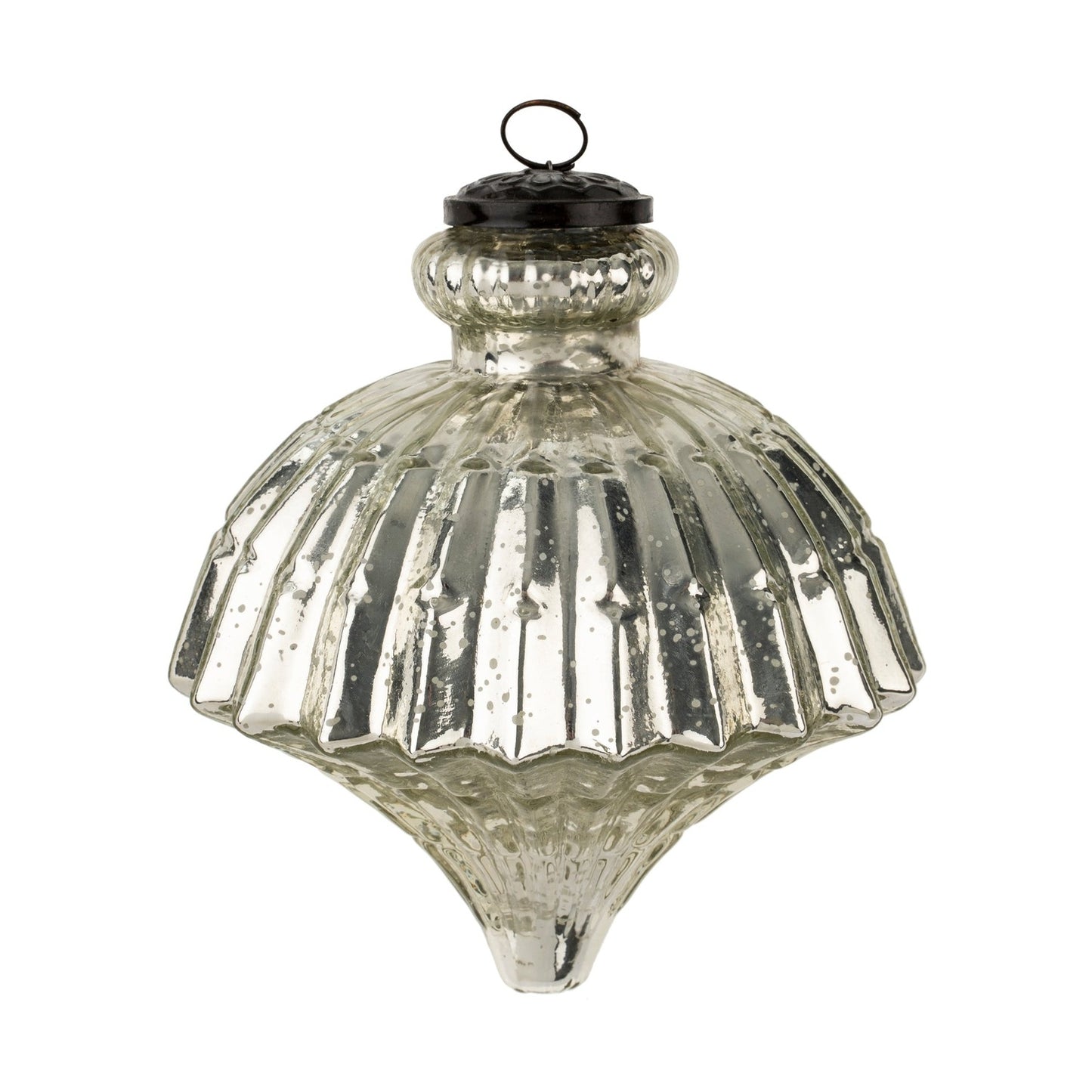 Large Glass Teardrop Holiday Ornament, Silver
