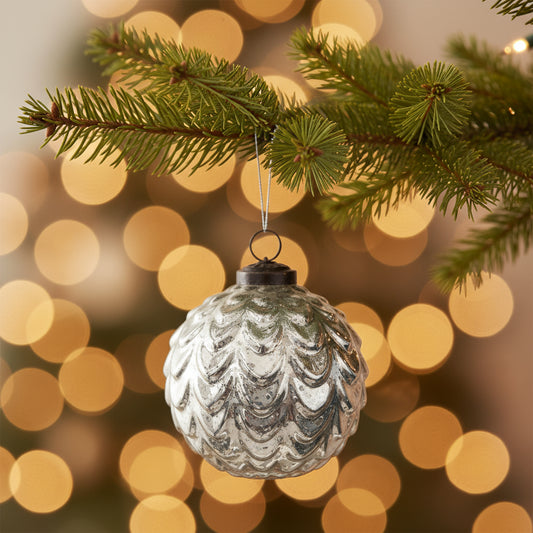 Silver Frost Holiday Waves Ornament