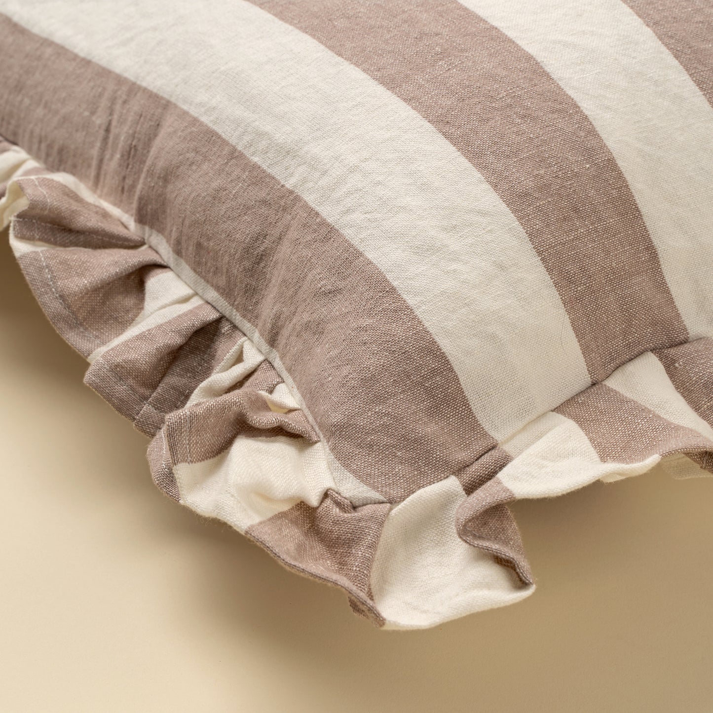 20x20 Ruffle Stripe Pillow, Fawn