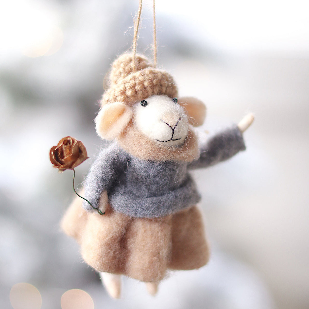 Gilded Rose Greta Mouse Holiday Ornament