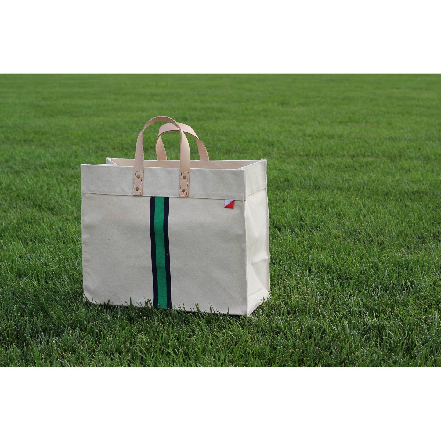 Heavy Canvas Tote Bag, Green Stripe