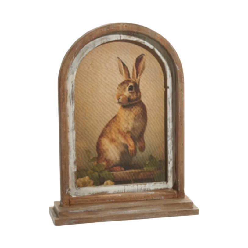 Antiqued Framed Standing Bunny