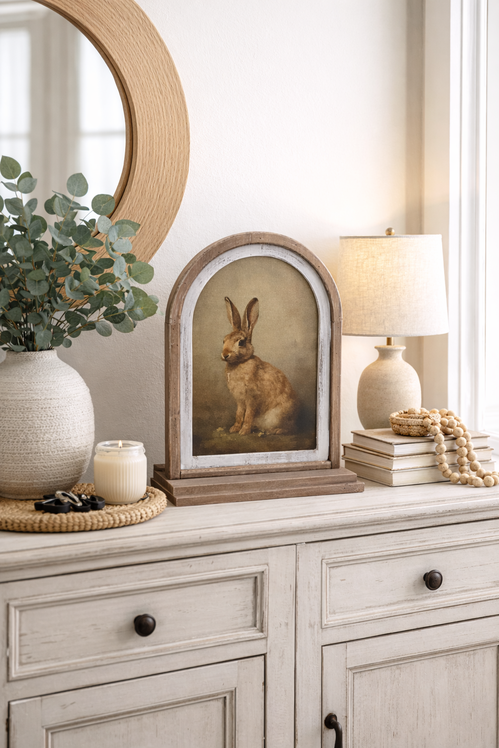 Antiqued Framed Sitting Bunny