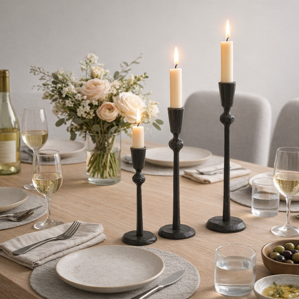 Hammered Black Candle Sticks