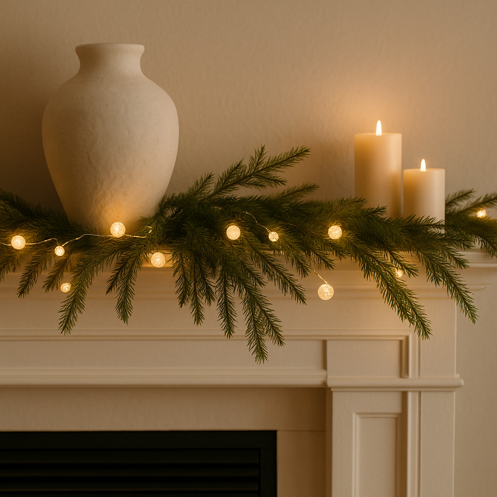 Frosted Snowball Lights with 96 Warm White Lights 8 feet long.