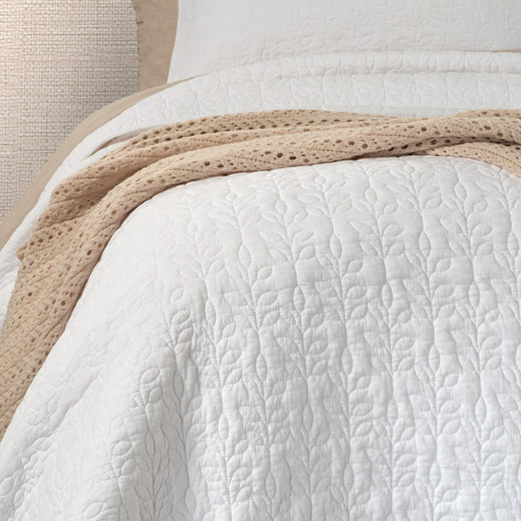 White Stitched Foliage Quilt