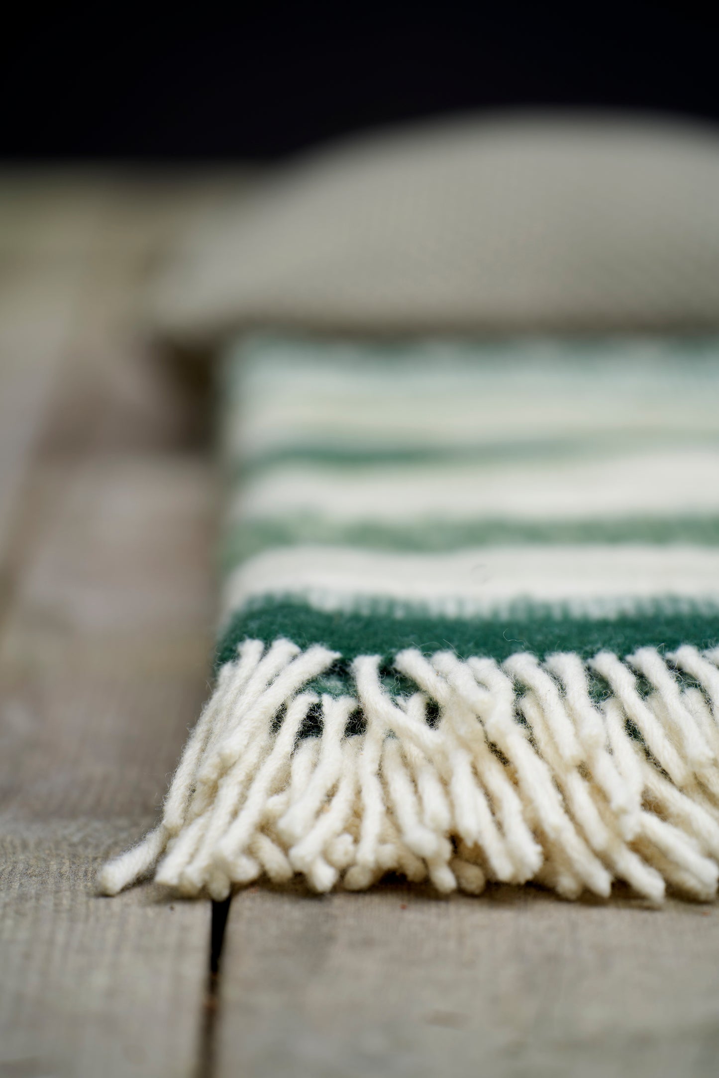 Freja Wool Throw in Wood Green