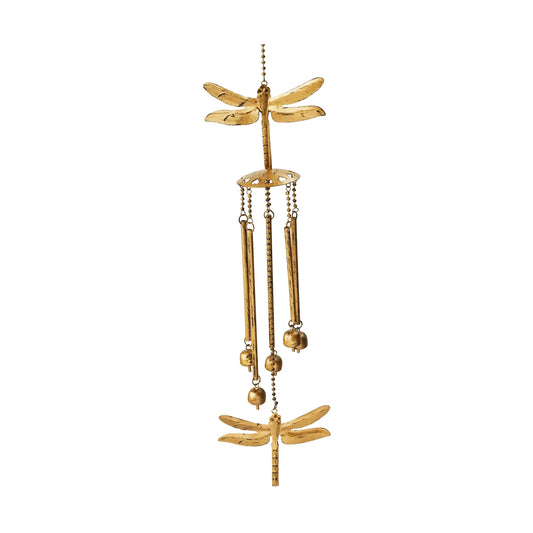 Dragon Fly Wind Chime Antiqued Brass