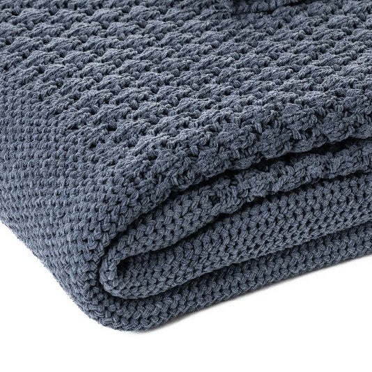 Blue Basket Braided Chenille Throw