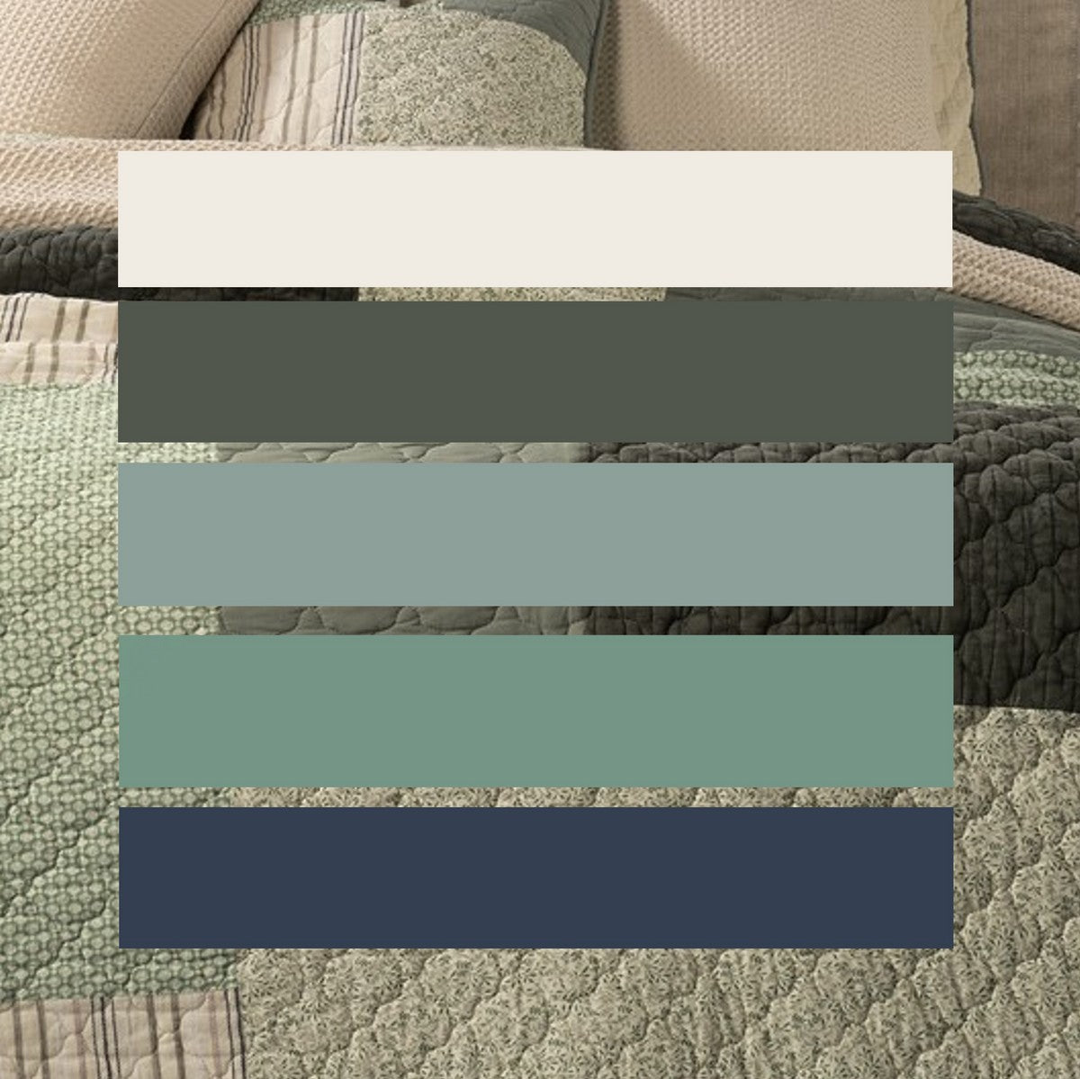 Broccolini Green & Ceam Patchwork Quilt