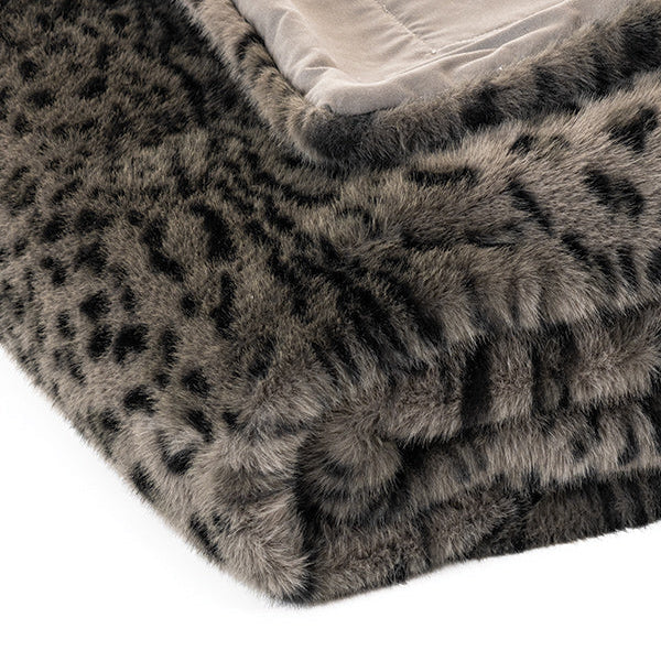 Black Cheetah Print Faux Fur Throw