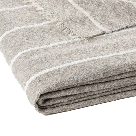 Grey and White Striped Throw