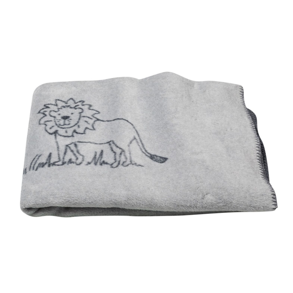 Grey Lion & Giraffe Baby Blanket