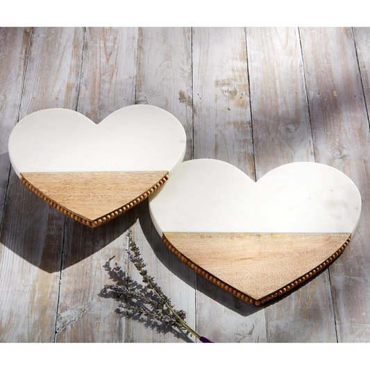 Marble & Wood Heart Platters