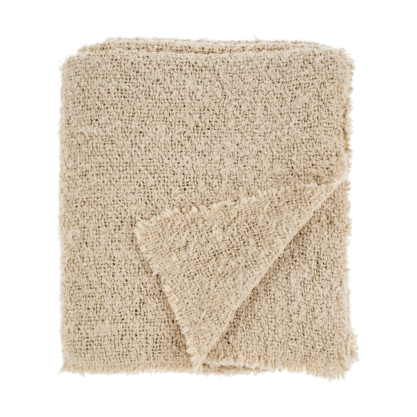 Sable Fringe Bed Blanket Natural