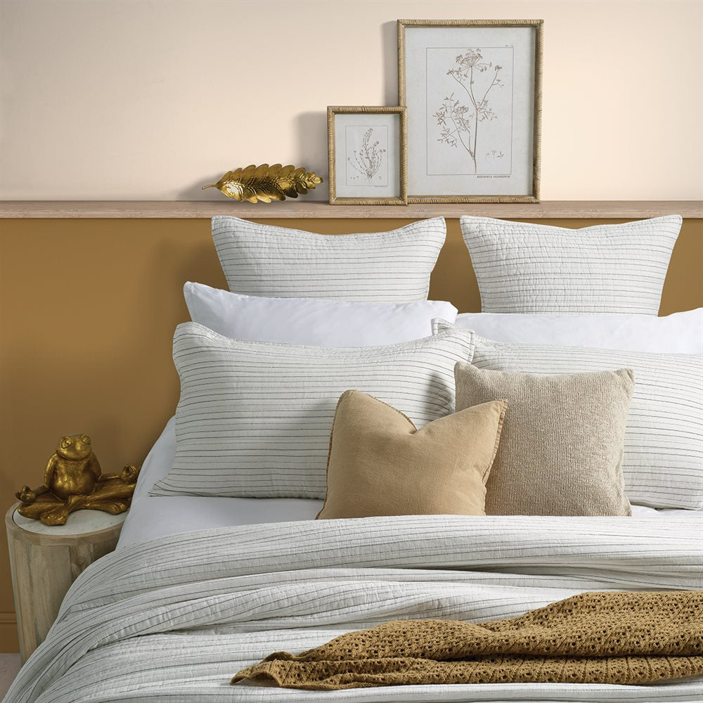 Corey Ivory Striped Quilt Super King
