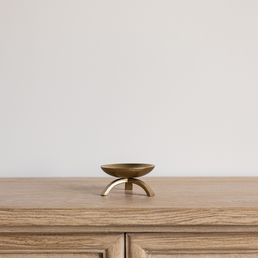Brass Inspired Tripod Pillar Candle Holder