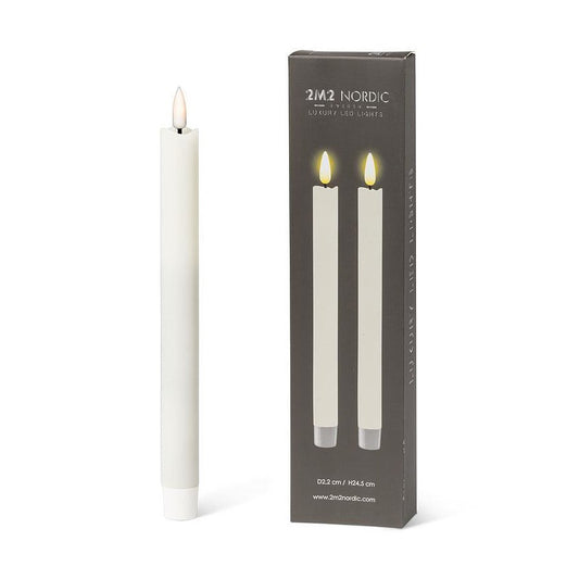 LED Taper Candle-9.5"H Sand S/2