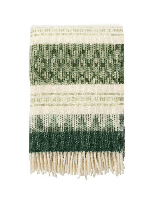 Freja Wool Throw in Wood Green