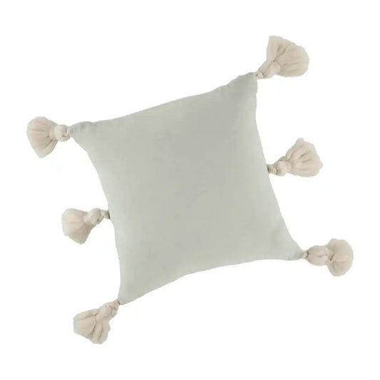 Silver Velvet Tassel Pillow