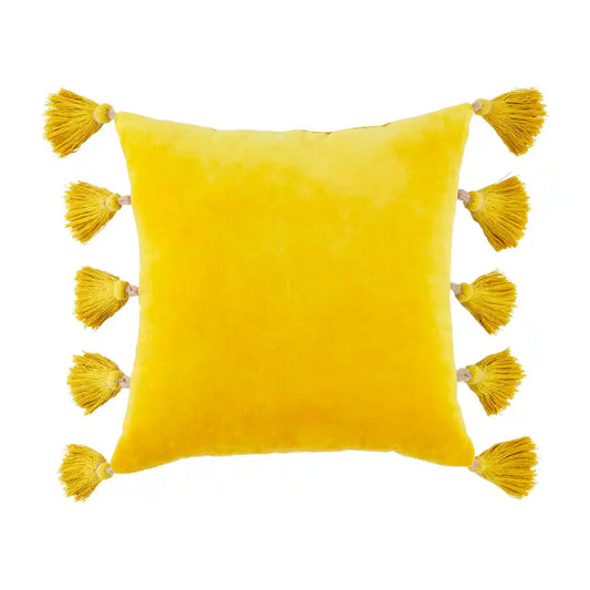 Mustard Velvet Tassel Pillow