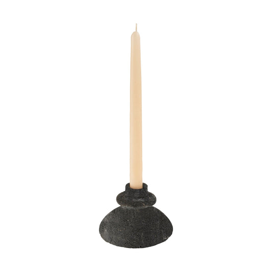 Arta Terracotta Candle Holder, Black