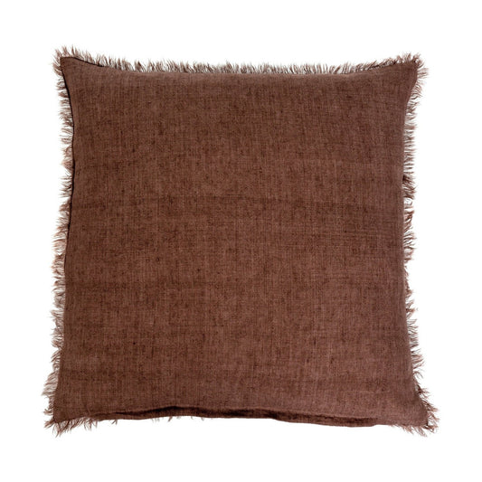 Lina Linen Pillow, Mocha 24 x 24