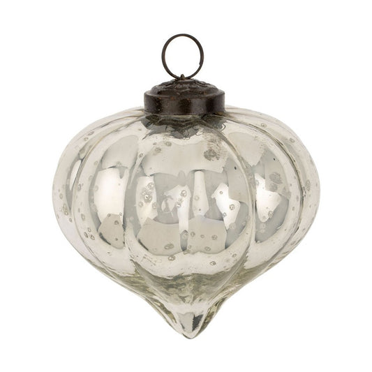 Silver Frost Holiday Onion Ornament