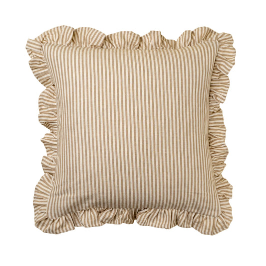 20x20 Ruffle Stripe Pillow, Beige