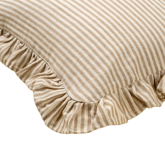 20x20 Ruffle Stripe Pillow, Beige Cover Only