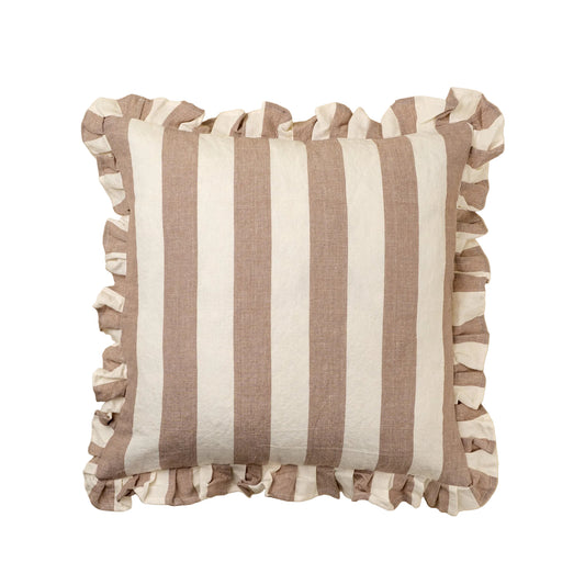 20x20 Ruffle Stripe Pillow, Fawn Cover Only