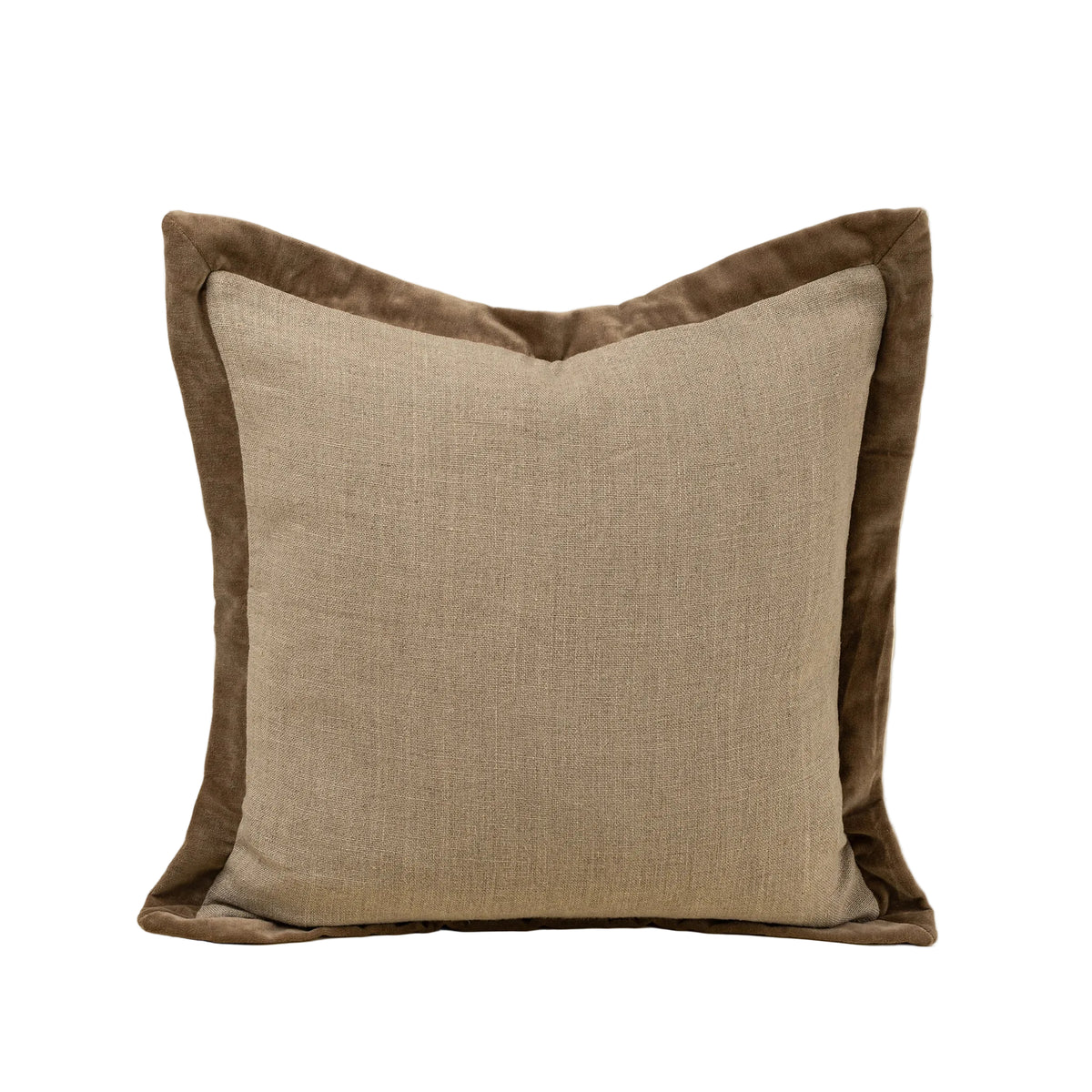 20x20 Velvet Edge Linen Pillow, Chocolate