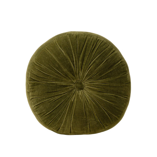 Velvet Tuft Round Cushion, Moss