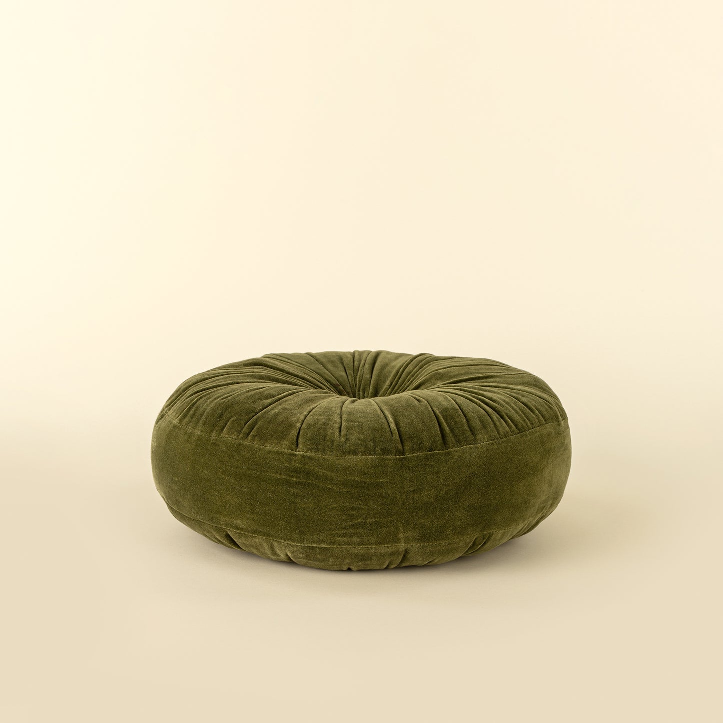 Velvet Tuft Round Cushion, Moss