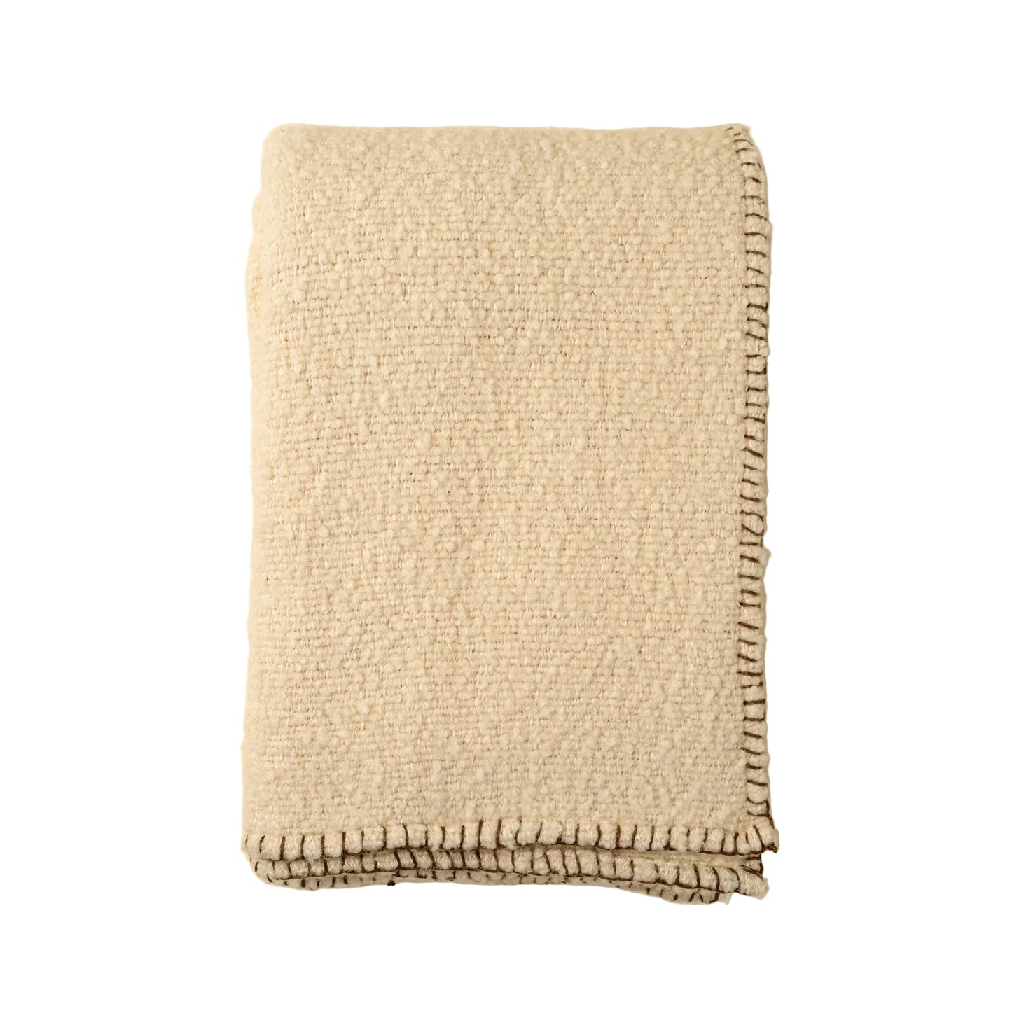 Blanket Stitch Boucle Throw, Ivory