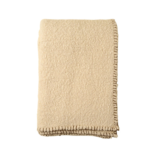 Blanket Stitch Boucle Throw, Ivory