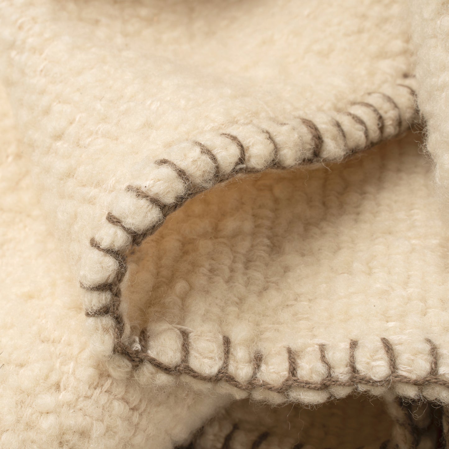 Blanket Stitch Boucle Throw, Ivory