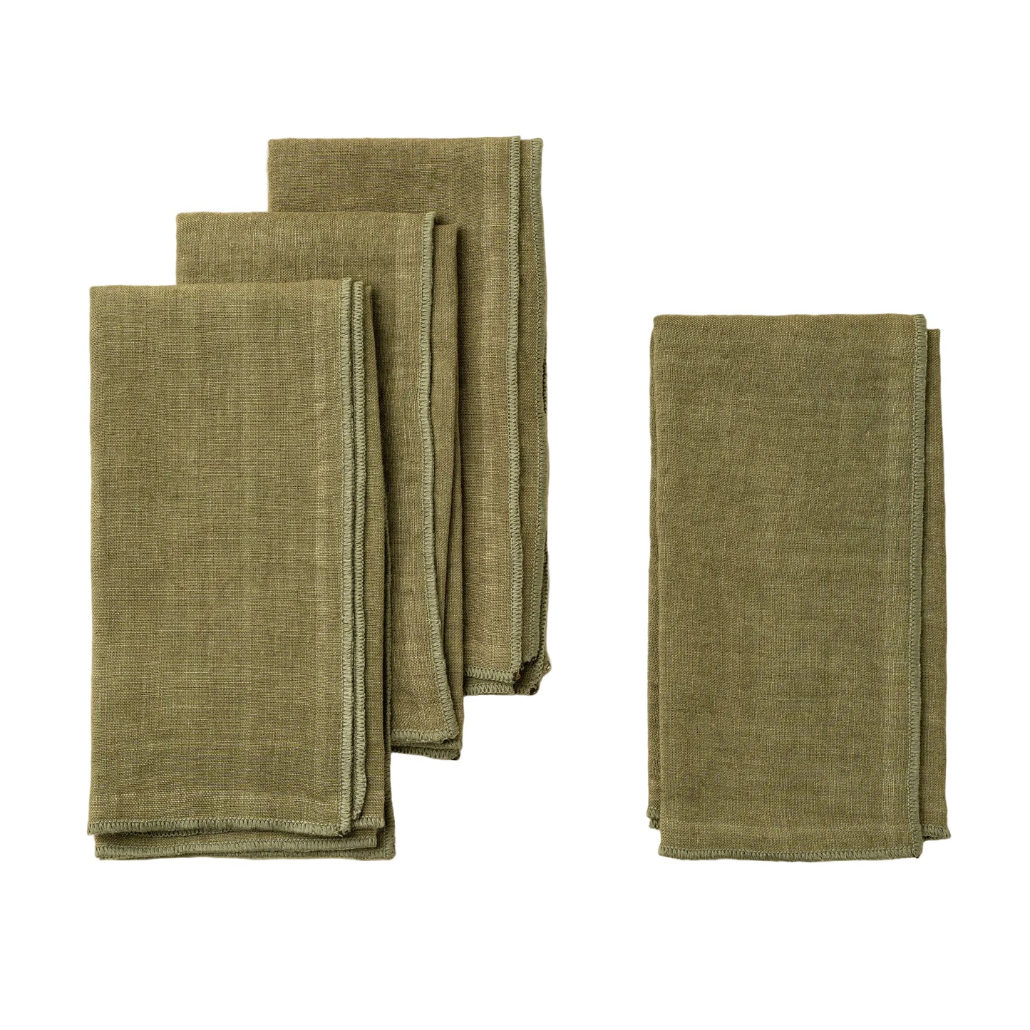 Stonewashed Linen Napkins S/4, Forest Green