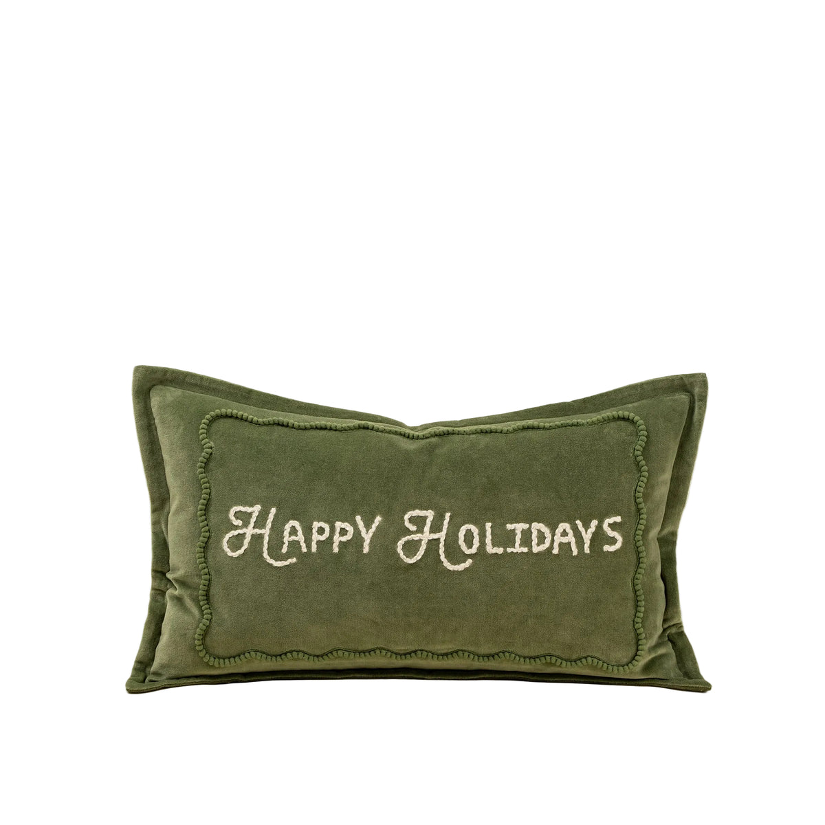 21x12 Happy Holidays Pillow, Green