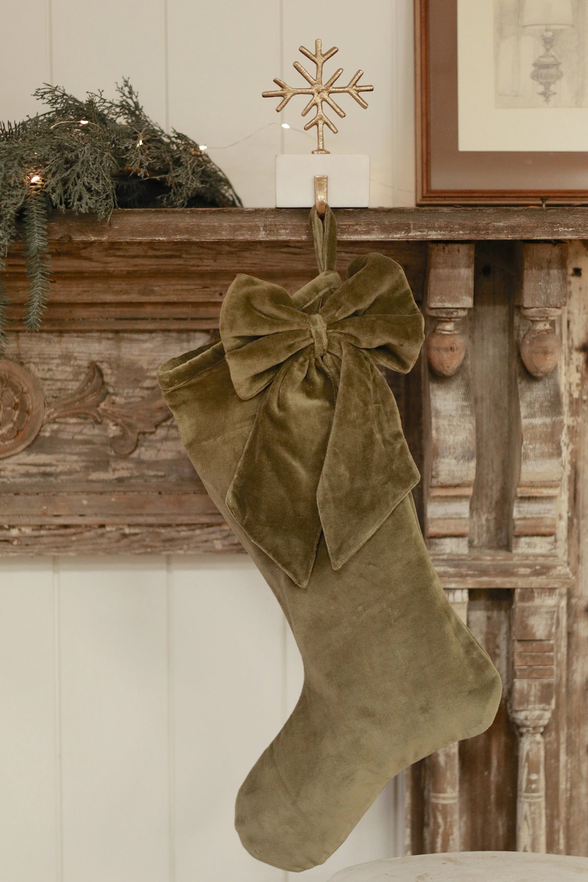 Vera Velvet Stocking, Olive