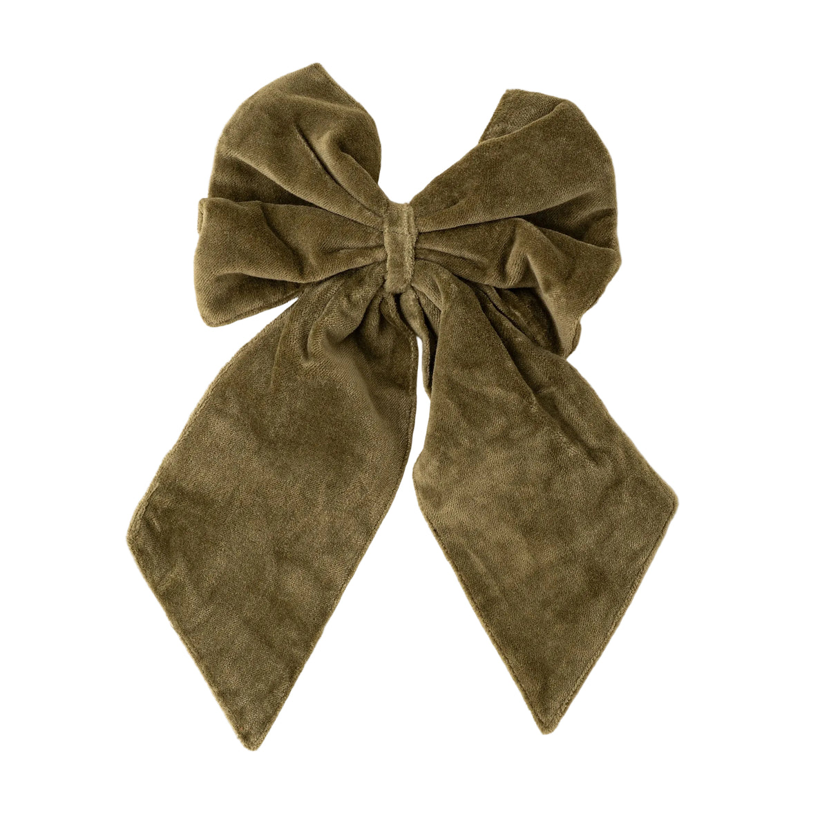 Brown velvet bow on a beige background