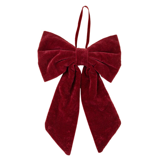 Velvet Bow Hanging L, Crimson Red