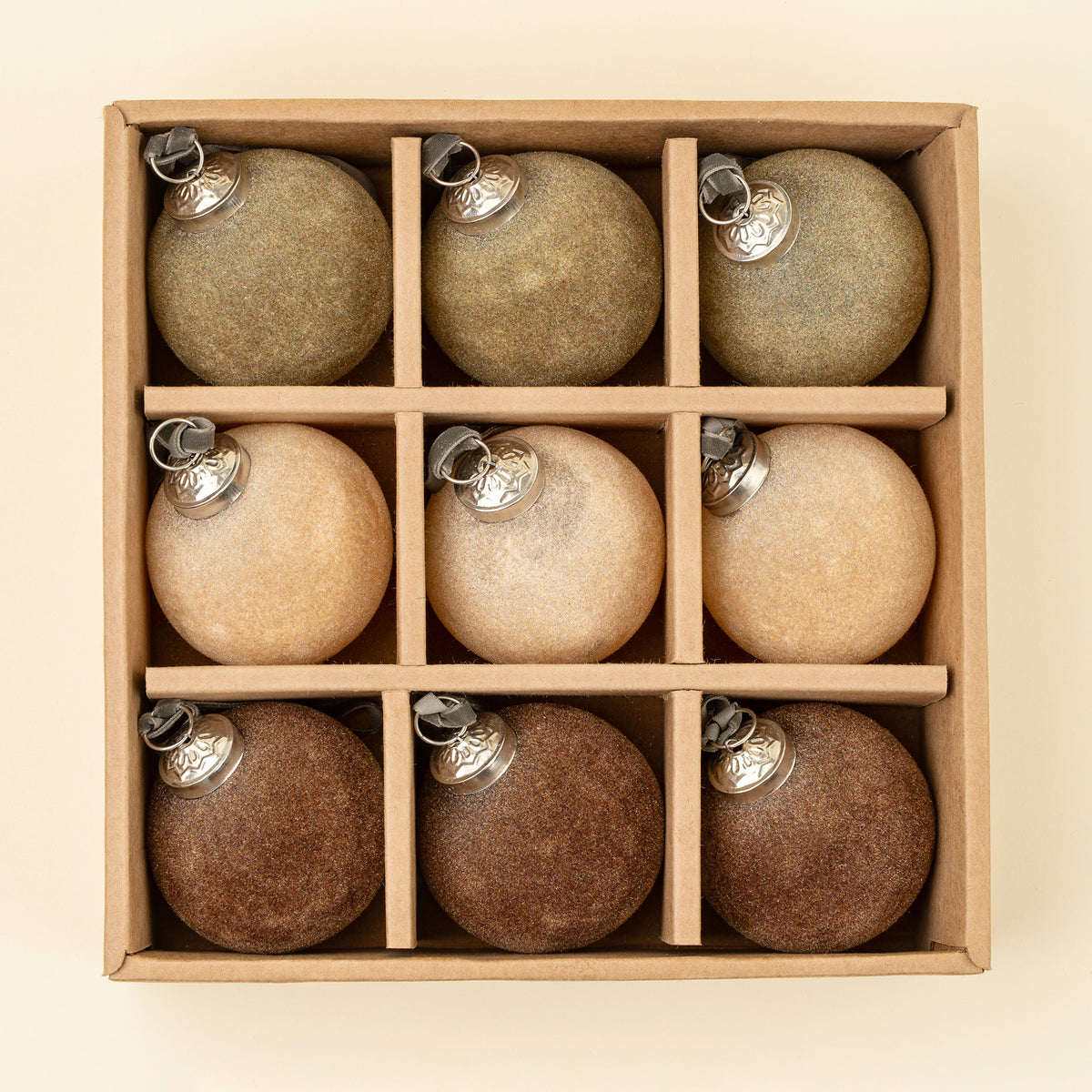 3 Inch Velvet Holiday Baubles S/9