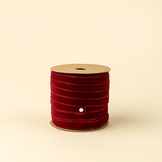 Crimson Red Velvet Ribbon on Spool