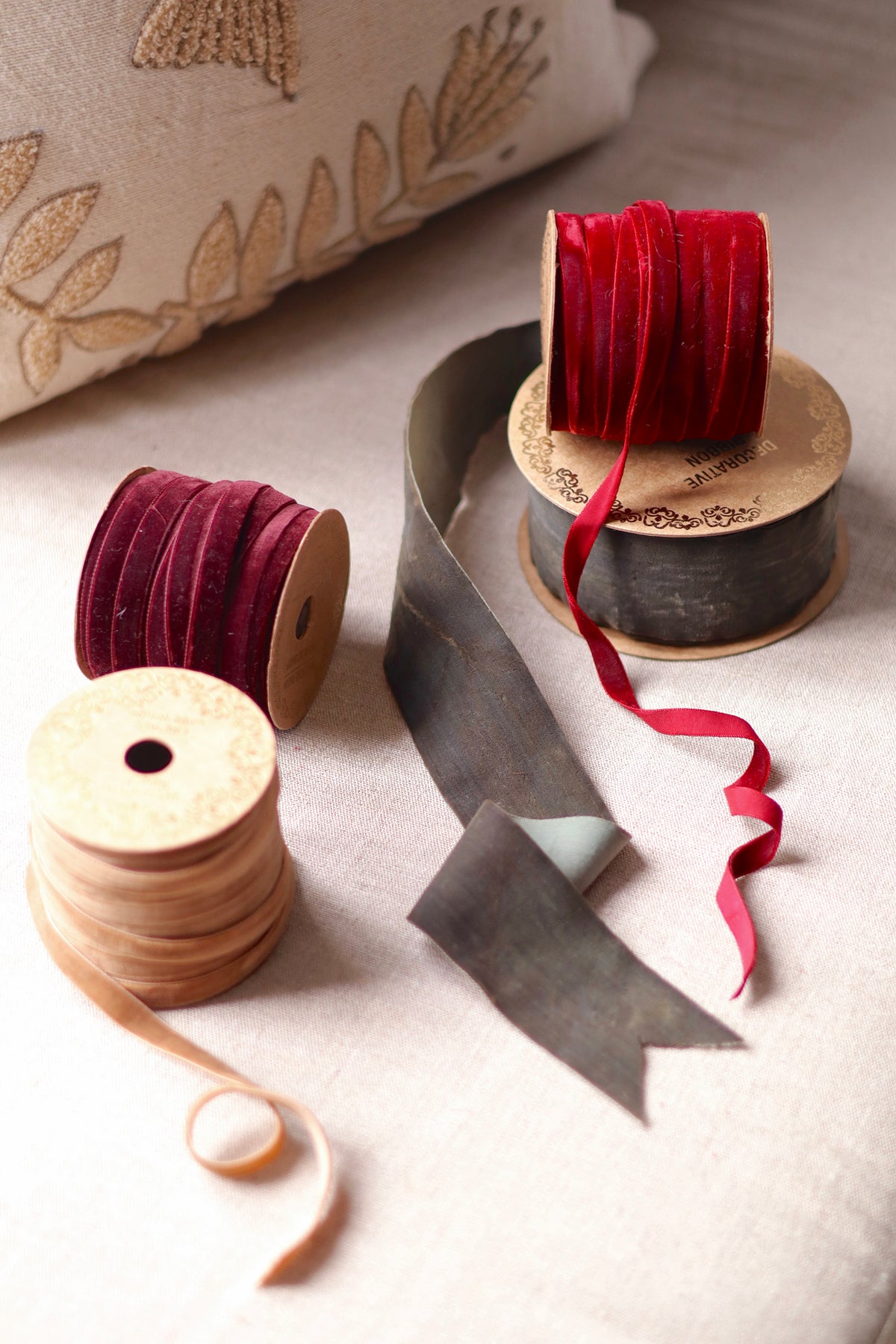 Deep Green Velvet Ribbon on Spool