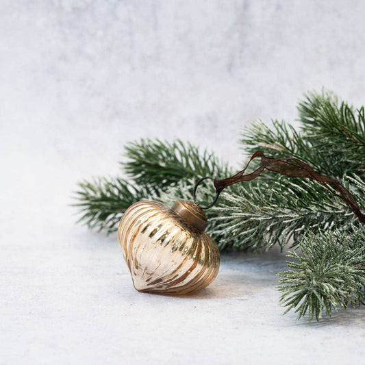 2" Gold Ribbed Lantern Glass Christmas Decoration