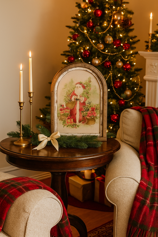 Watercolor Holiday Santa Framed Wall Art 16.5"